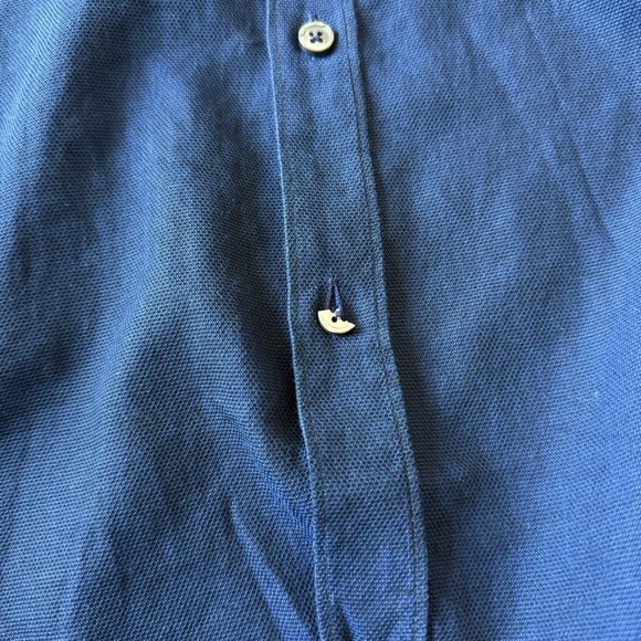 ermenegildo zegna men’s button down cotton shirt navy size large - Picture 6 of 6